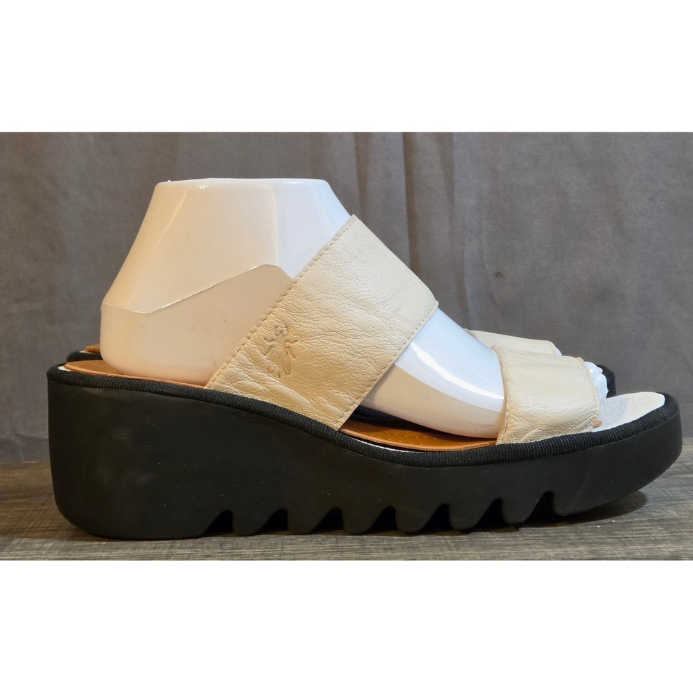 Fly London Tech Double Strap Wedge Sandals Women's Size EU 40 US 7 White